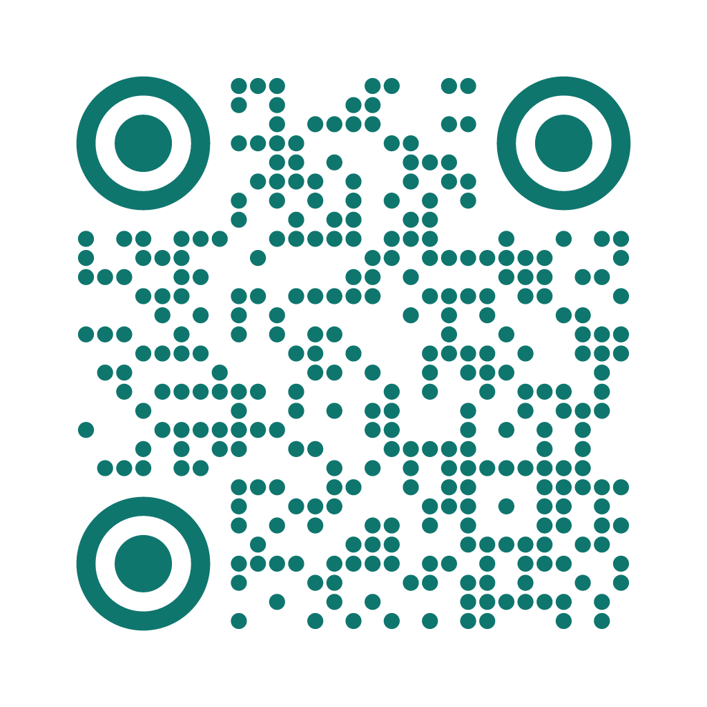 Teal QR with dot modules and circle eyes